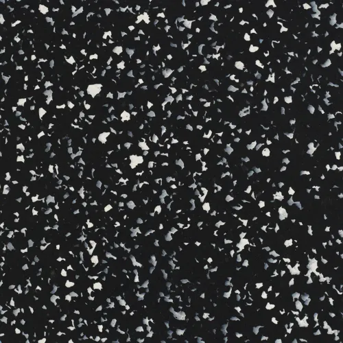 Textura real del acabado 'Noche' de Revivir: plástico reciclado negro con manchas blancas